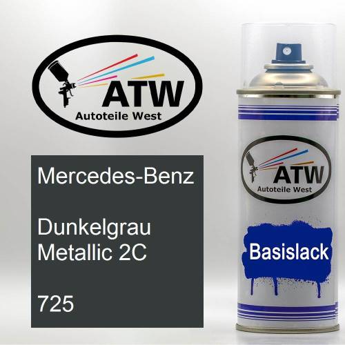 Mercedes-Benz, Dunkelgrau Metallic 2C, 725: 400ml Sprühdose, von ATW Autoteile West.